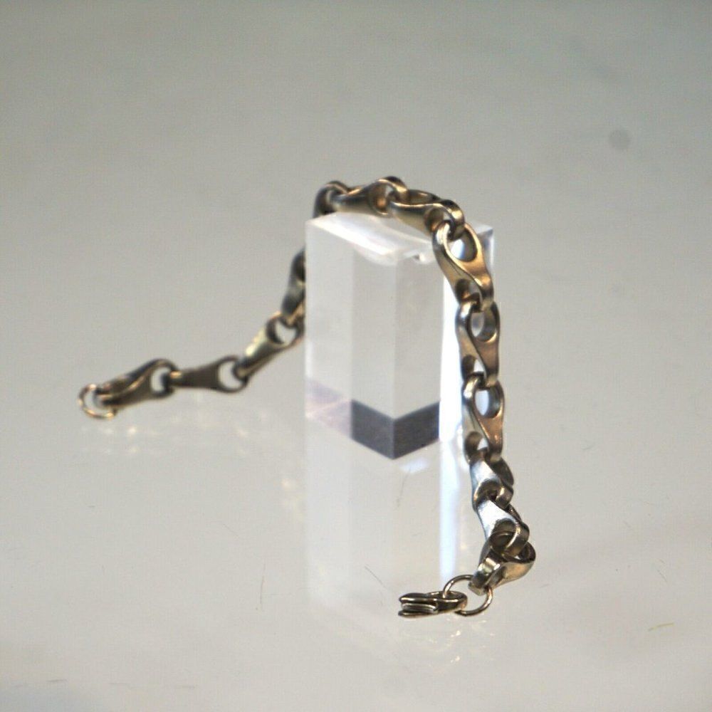 Bold Chunky Thick Link Bracelet Silver Tone Metal Untested